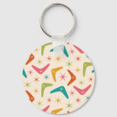 Mid Century Boomerang met Retro sterrenbeelden Naa Sleutelhanger (Achterkant)