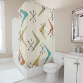 Mid Century Boomerangs Starbursts Meerkleurig Douchegordijn (In situ)