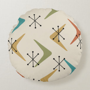 Mid Century Boomerangs Starbursts Meerkleurig Rond Kussen