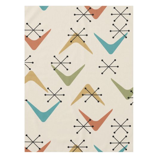 Mid Century Boomerangs Starbursts Meerkleurig Tafelkleed (Voorkant)