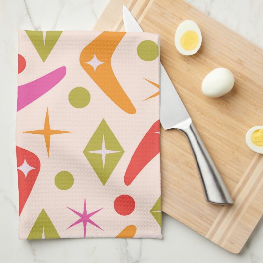 Mid Century Boomerangs with Stars and diamonds Theedoek (Quarter Fold)