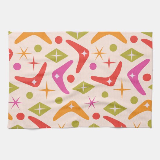 Mid Century Boomerangs with Stars and diamonds Theedoek (Horizontaal)