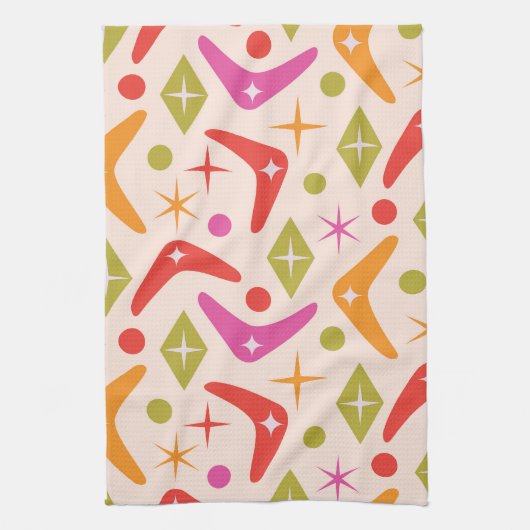 Mid Century Boomerangs with Stars and diamonds   Theedoek (Verticaal)