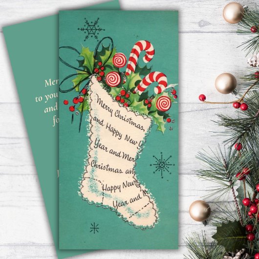 Mid Century Candy Canes Kerstkous Feestdagenkaart