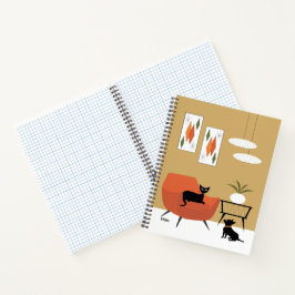 Mid Century Cat and Black Chihuahua Notitieboek