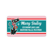 Mid Century Cat Christmas Kaart Adresetiketten Etiket (Voorkant)