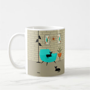 Mid Century Cat met Mini Gravel Art Koffiemok