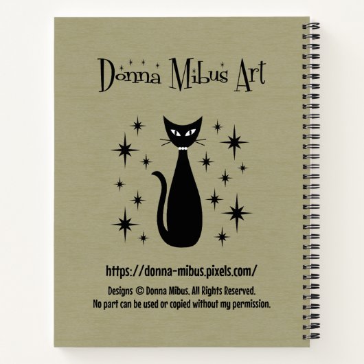 Mid Century Cat on Bookcase Notitieboek (Achterkant)