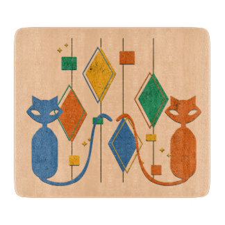 Mid-Century Cat snijplank in Oranje tinten