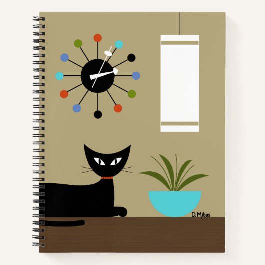 Mid Century Cat with Ball Cat Notitieboek (Voorkant)
