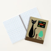 Mid Century Cat with Retro Fish  Notitieboek (Binnen)