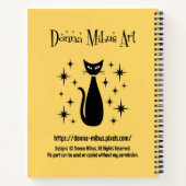 Mid Century Cat with Retro Fish on Yellow Notitieboek (Achterkant)