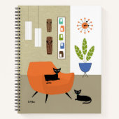Mid Century Cat with Tikis on the Wall Notitieboek (Voorkant)