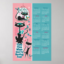 Mid-Century Cats Calendar Keuken Poster