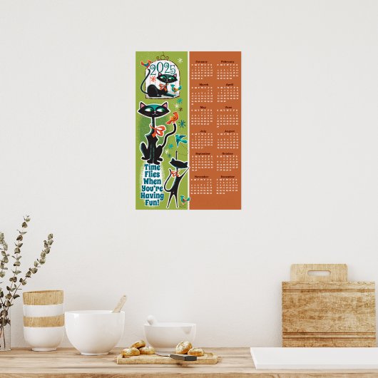 Mid-Century Cats Calendar Keuken Poster (Keuken)