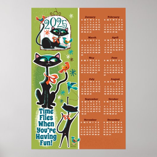 Mid-Century Cats Calendar Keuken Poster (Voorkant)
