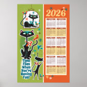 Mid-Century Cats Calendar Kitchen Poster (Voorkant)