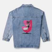  Mid Century Cats in een roze  stoel Denim Jacket (Achterkant)