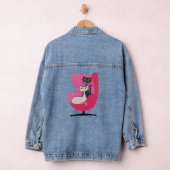  Mid Century Cats in een roze  stoel Denim Jacket (Hangar)