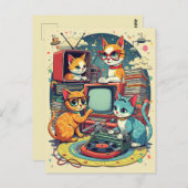 Mid Century Cats met Retro Records en TV Briefkaart (Voorkant / Achterkant)