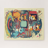 Mid Century Cats met Retro Records en TV Legpuzzel (Horizontaal)