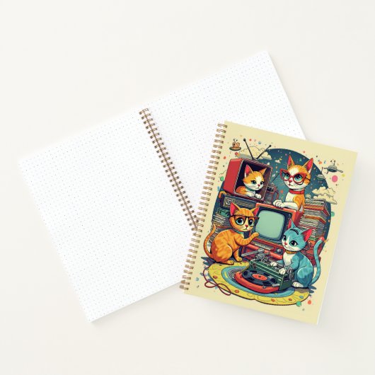 Mid Century Cats met Retro Records, TV Journal Notitieboek (Binnen)
