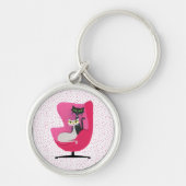 Mid Century Cats Pin Chair Polka Dots Sleutelhanger (Voorkant)