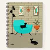 Mid Century Cats with Brick Wall Notitieboek (Voorkant)