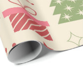 Mid Century Christmas Atomic Trees with Snowflakes Cadeaupapier (Rol Hoek)