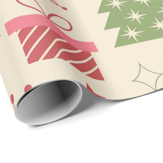 Mid Century Christmas Atomic Trees with Snowflakes Cadeaupapier (Rol Hoek)