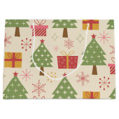 Mid Century Christmas Atomic Trees with Snowflakes Groot Cadeauzakje (Voorkant)