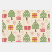 Mid Century Christmas Atomic Trees with Snowflakes Inpakpapier Vel (Voorkant 3)
