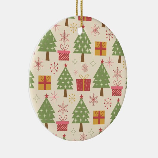 Mid Century Christmas Atomic Trees with Snowflakes Keramisch Ornament (Rechts)