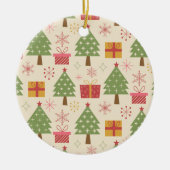 Mid Century Christmas Atomic Trees with Snowflakes Keramisch Ornament (Voorkant)