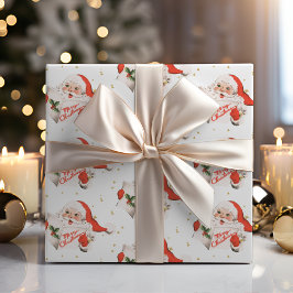 Mid Century Christmas Caroling Santa Claus Cadeaupapier