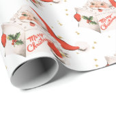 Mid Century Christmas Caroling Santa Claus Cadeaupapier (Rol Hoek)