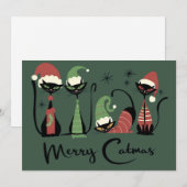 Mid Century Christmas Cats Atomic 50s Style Feestdagenkaart (Voorkant / Achterkant)