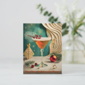 Mid Century Christmas Cocktail Party Happy Hour Briefkaart (Staand voorkant)