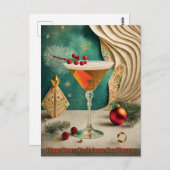 Mid Century Christmas Cocktail Party Happy Hour Briefkaart (Voorkant / Achterkant)