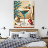 Mid Century Christmas Cocktail Party Happy Hour Canvas Afdruk (Insitu (Slaapkamer))