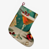 Mid Century Christmas Cocktail Party Happy Hour Grote Kerstsok (Voorkant (Hangend))