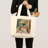 Mid Century Christmas Cocktail Party Happy Hour Grote Tote Bag (Voorkant (product))