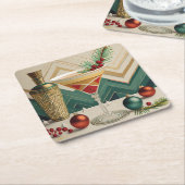 Mid Century Christmas Cocktail Party Happy Hour Kartonnen Onderzetters (Schuin)