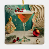 Mid Century Christmas Cocktail Party Happy Hour Keramisch Ornament (Voorkant)