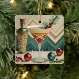 Mid Century Christmas Cocktail Party Happy Hour Keramisch Ornament