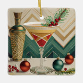 Mid Century Christmas Cocktail Party Happy Hour Keramisch Ornament (Voorkant)