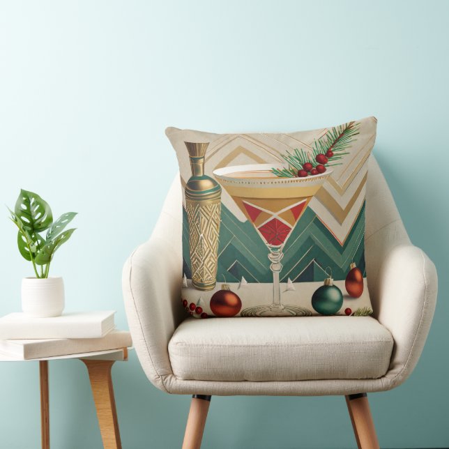 Mid Century Christmas Cocktail Party Happy Hour Kussen (Stoel)