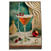 Mid Century Christmas Cocktail Party Happy Hour Medium Cadeauzakje (Achterkant)
