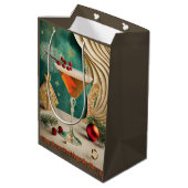 Mid Century Christmas Cocktail Party Happy Hour Medium Cadeauzakje (Achterkant Gekanteld)