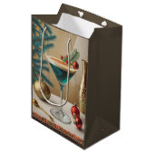 Mid Century Christmas Cocktail Party Happy Hour Medium Cadeauzakje (Voorkant Gekanteld)